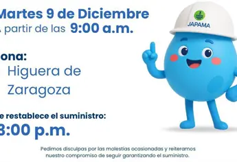 JAPAMA suspenderá servicio de agua este martes en Higuera de Zaragoza por trabajos de pavimentación