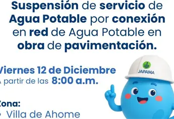 JAPAMA suspende servicio de agua este viernes en Villa de Ahome por obras de pavimentación