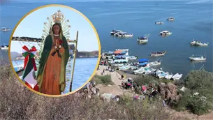 Pescadores veneran a la Virgen de Guadalupe en Topolobampo; en lanchas la llevan al cerro