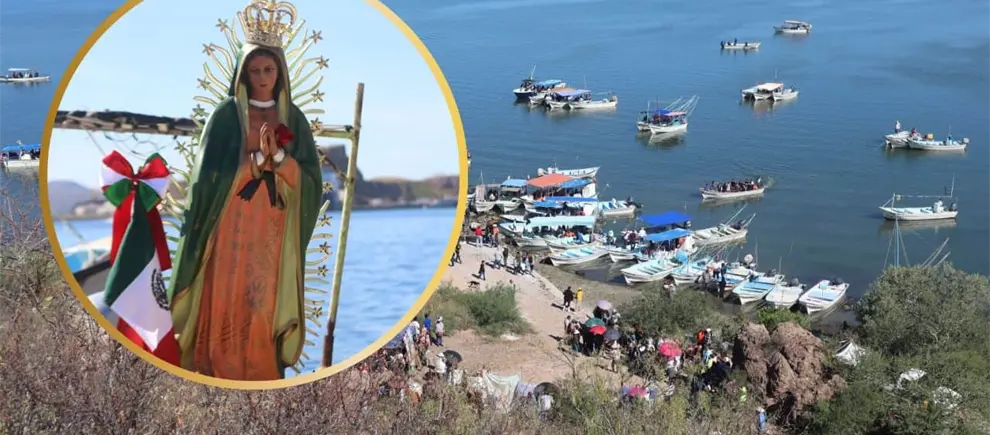 Pescadores veneran a la Virgen de Guadalupe en Topolobampo; en lanchas la llevan al cerro Pescadores veneran a la Virgen de Guadalupe en Topolobampo; en lanchas la llevan al cerro