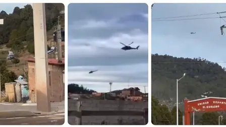 Elementos de la Marina implementan fuerte operativo con helicópteros en el Durazno, Durango