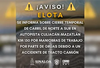 ¡Tome precauciones! Accidente de tractocamión provoca cierre en la autopista Culiacán–Mazatlán