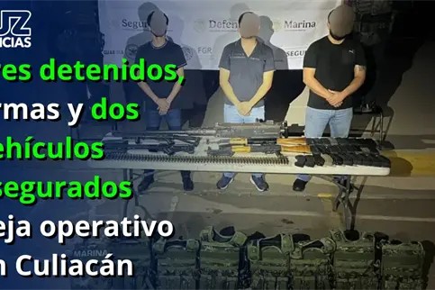 Tres detenidos, armas y dos veh&iacute;culos asegurados deja operativo en Culiac&aacute;n
