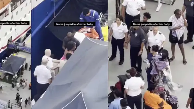 Ni&ntilde;a de 4 a&ntilde;os cae de un crucero, madre salta al mar para salvarla | VIDEO 