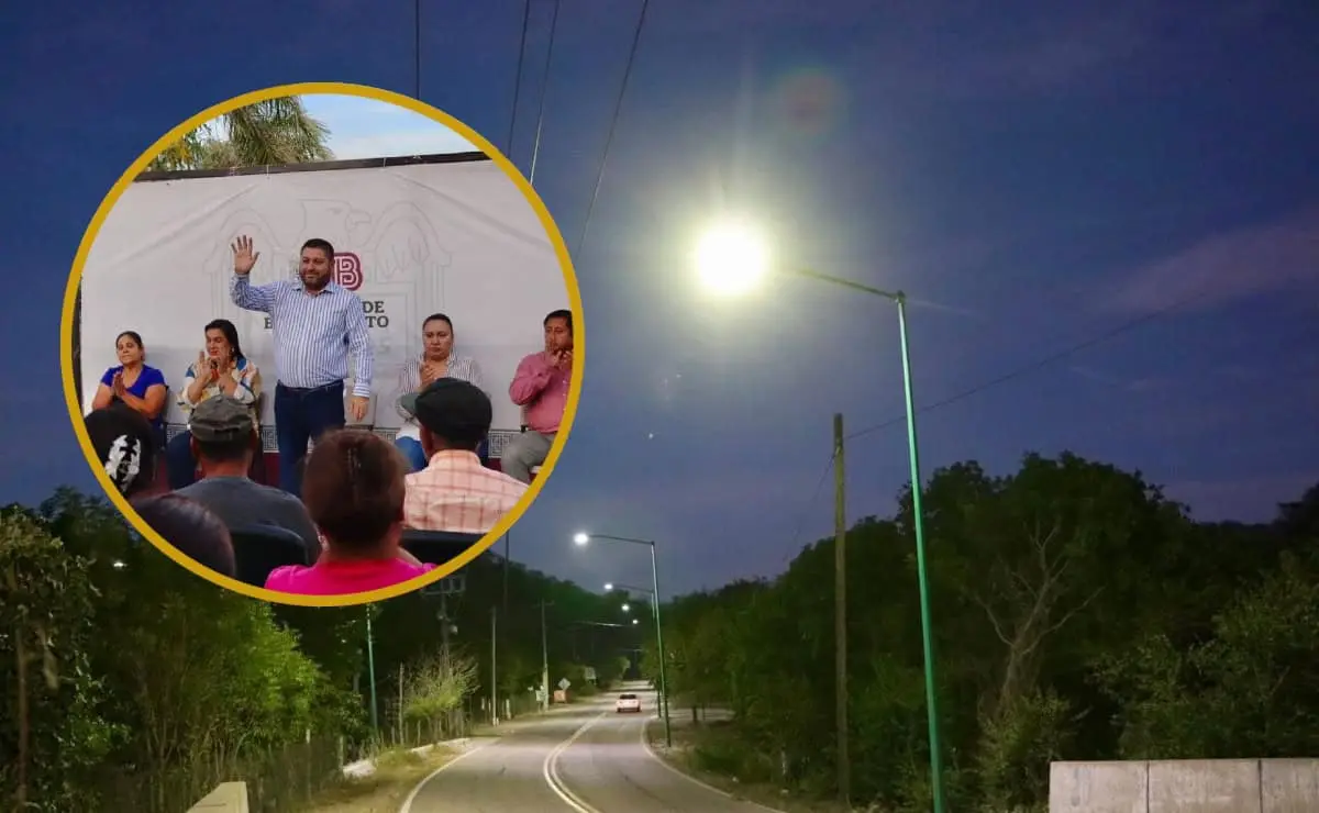 Jos&eacute; Paz L&oacute;pez inaugura alumbrado p&uacute;blico en San Antonio de la Palma, Badiraguato
