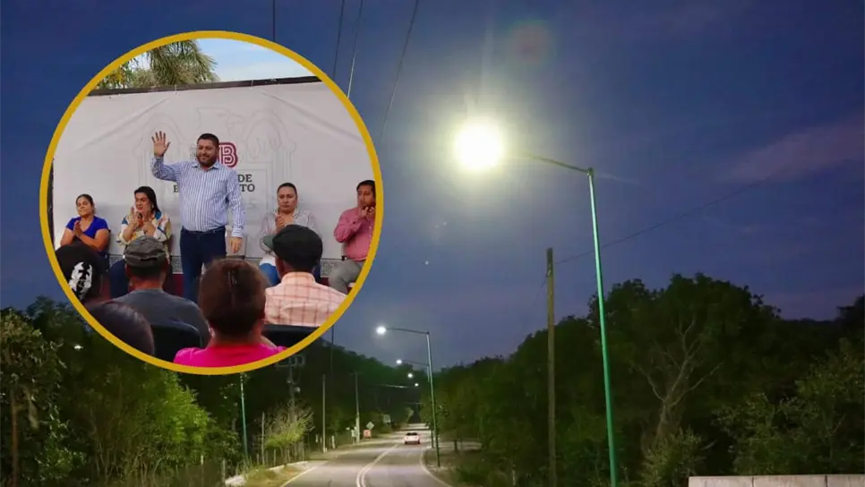 FOTO: José Paz López inaugura alumbrado público en San Antonio de la Palma, Badiraguato