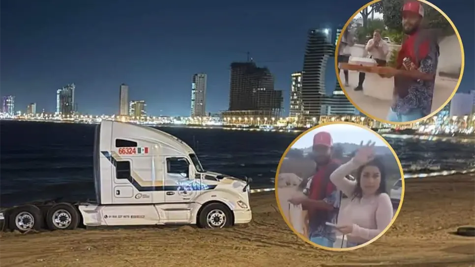 Sale libre chofer del tráiler detenido por meterse a la playa en Mazatlán; su novia lo esperaba a la salida
