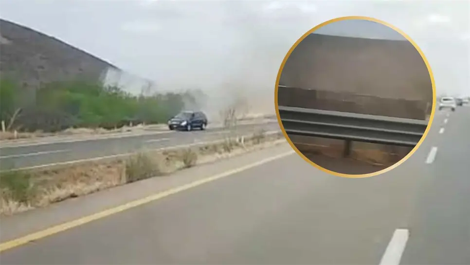 Tráiler cargado de maíz vuelca en la México 15 en los cerros de Barobampo; chofer resulta lesionado