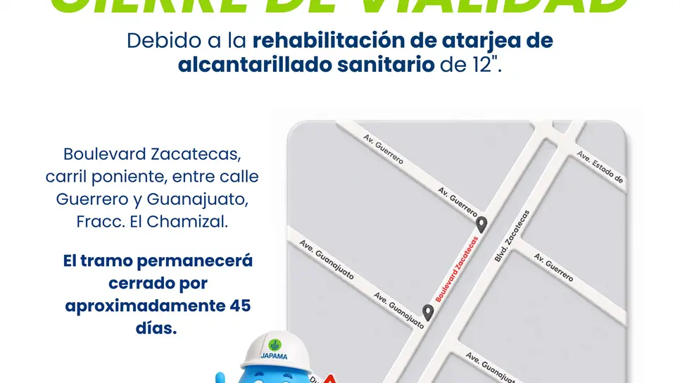 Las autoridades recomendaron anticipar tiempos de traslado y circular con precaución por las vialidades aledañas mientras permanezca cerrado el tramo del bulevar Zacatecas