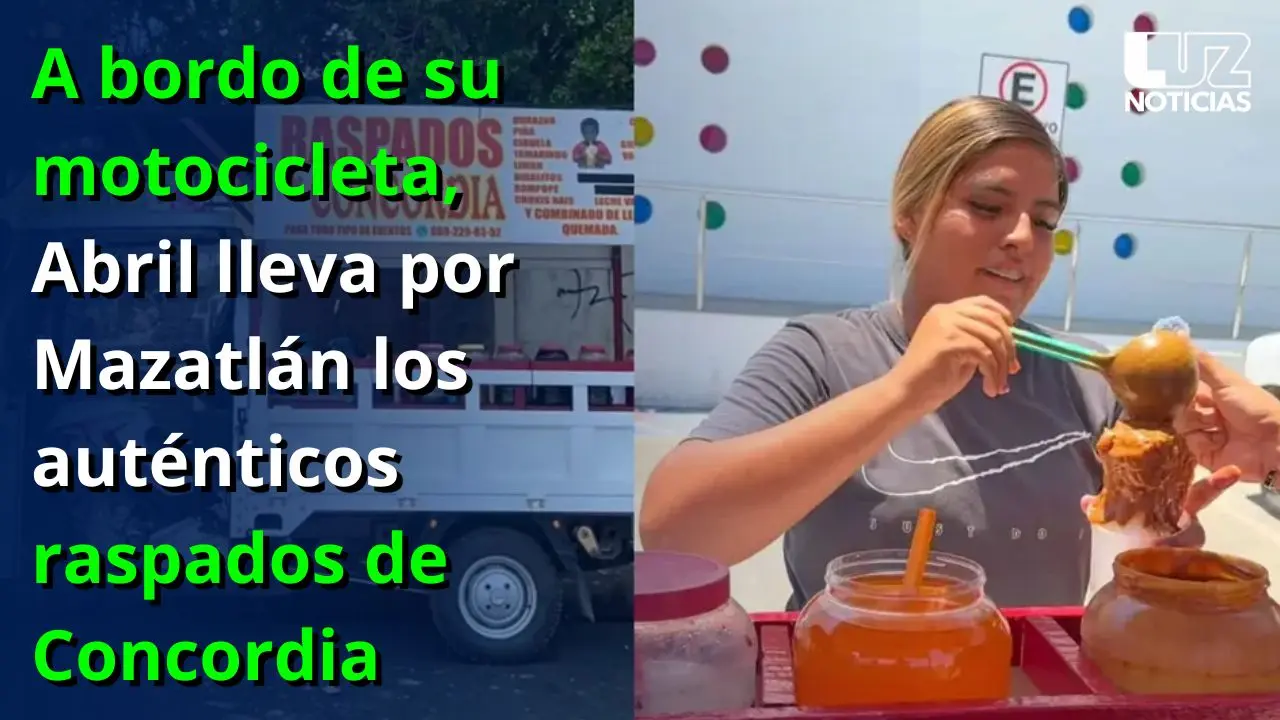 A bordo de su motocicleta, Abril lleva por Mazatl&aacute;n los aut&eacute;nticos raspados de Concordia
