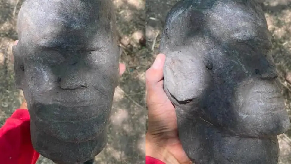 FOTO: Hombre encuentra figura de piedra con rasgos humanos en Tehueco Sinaloa