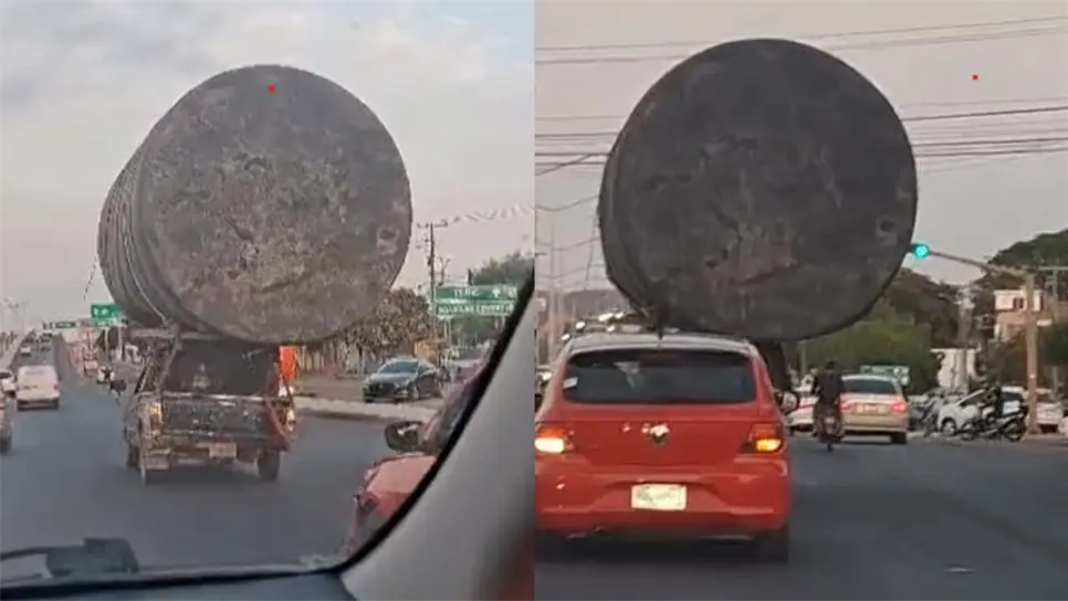 FOTO: Mazatlán supera a la IA; así transportan una cisterna por transitada avenida del puerto | VIDEO