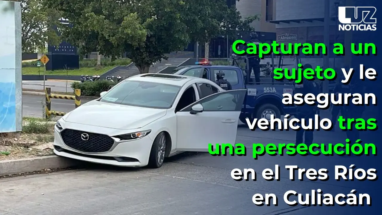 Capturan a un sujeto y le aseguran vehículo tras una persecución en el Tres Ríos en Culiacán
Capturan a un sujeto y le aseguran vehículo tras una persecución en el Tres Ríos en Culiacán