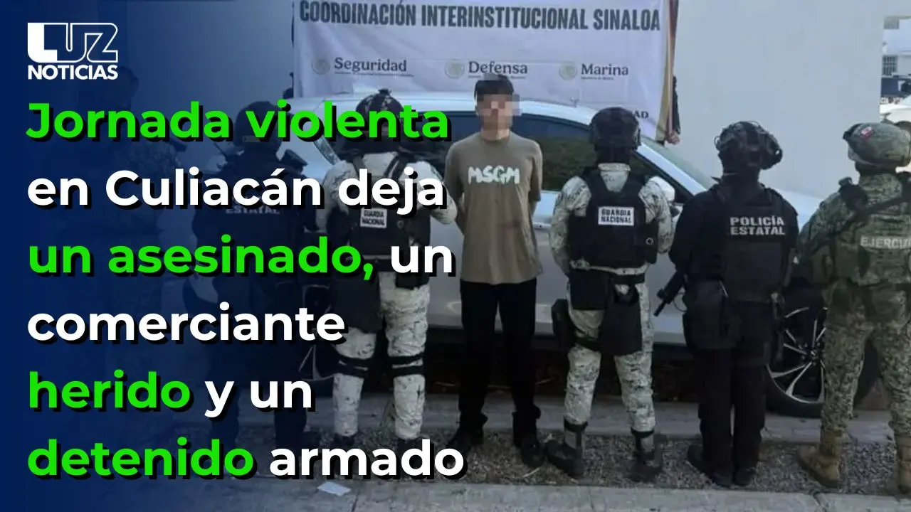 Jornada violenta en Culiac&aacute;n deja un asesinado, un comerciante herido y un detenido armado