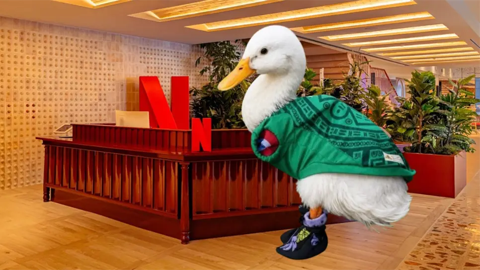¿Famoso Pato Merlín tendrá película? La mascota visitó oficinas de Netflix Latinoamérica | VIDEO