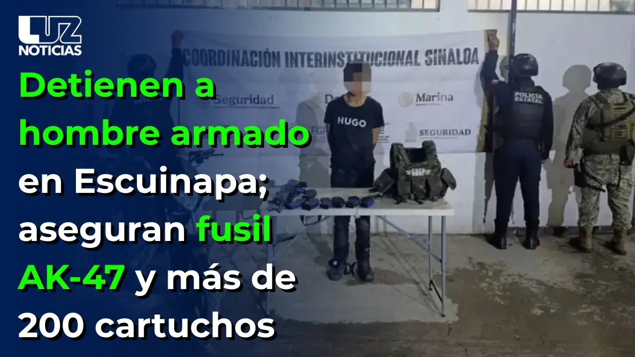 Detienen a hombre armado en Escuinapa; aseguran fusil AK-47 y m&aacute;s de 200 cartuchos