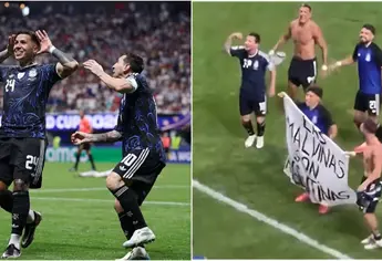 Argentina festeja su pase a la final ante Inglaterra con polémica lona sobre las Malvinas