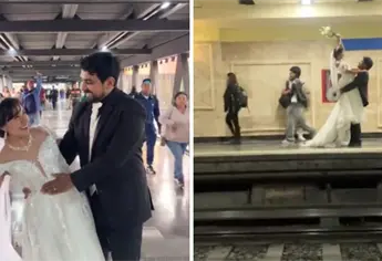 Recién casados realizan romántica sesión de fotos en el Metro de la CDMX y causan sensación | VIDEO