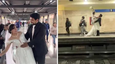 Recién casados realizan romántica sesión de fotos en el Metro de la CDMX y causan sensación | VIDEO Recién casados realizan romántica sesión de fotos en el Metro de la CDMX y causan sensación | VIDEO