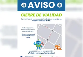 Socavón en Los Mochis obliga al cierre de una vialidad en la colonia Álamos II