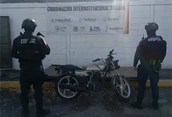 Grupo interinstitucional recupera motocicleta robada en Culiacán